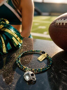 Jacksonville Jaguars Colors Helmet Charm Seed Bead Bracelet Unisex (FL1119)